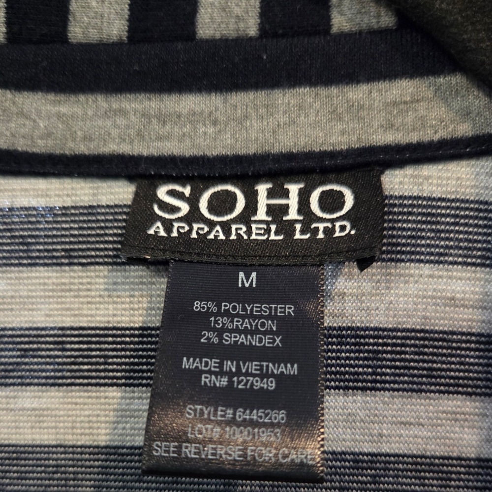 SOHO APPAREL LTD Striped Blazer‎ Jacket Navy Grey Womens Size M - Picture 4 of 6